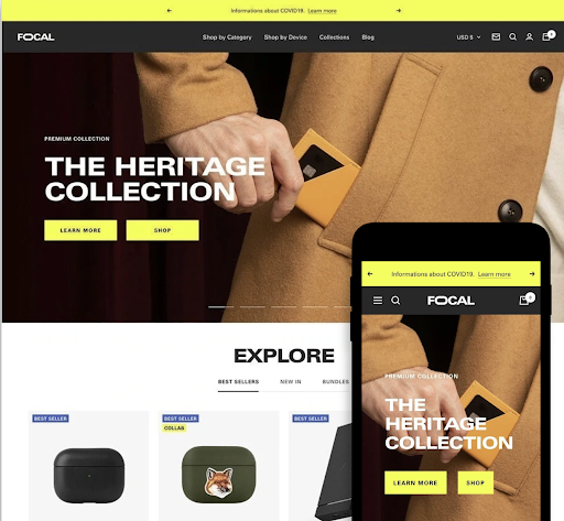 The Focal theme is one of the best Shopify themes for e-commerce entrepreneurs, used by Taylor Anne Creative.